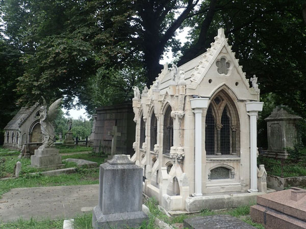 A gothic mausoleum in London's Kensal Green Cemetery