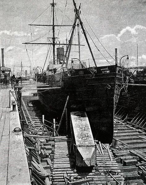 Cleopatra's Needle being loaded onto a ship at the start of its voyage to New York City