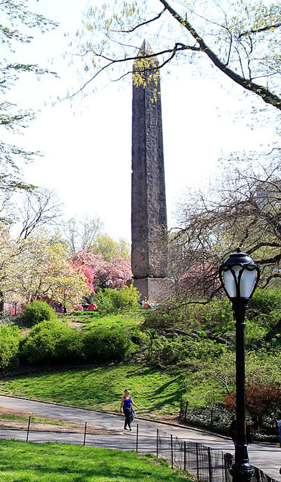 Cleopatra's Needle stands in New York City's Central Park, on a hillock called Greywacke Knoll